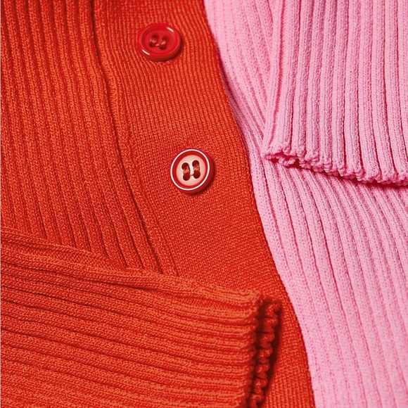 STAUD Red and Pink Long Sleeve Dress - Picture 3 of 8